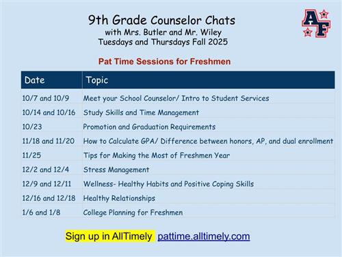 9th Gr Counselor Chats